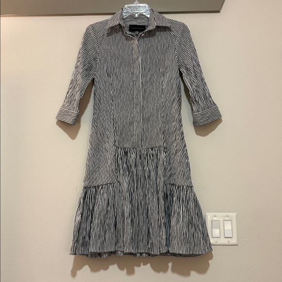 Talbot Runhof Seersucker Shirt Dress SZ US 2 EUC - Picture 3 of 8